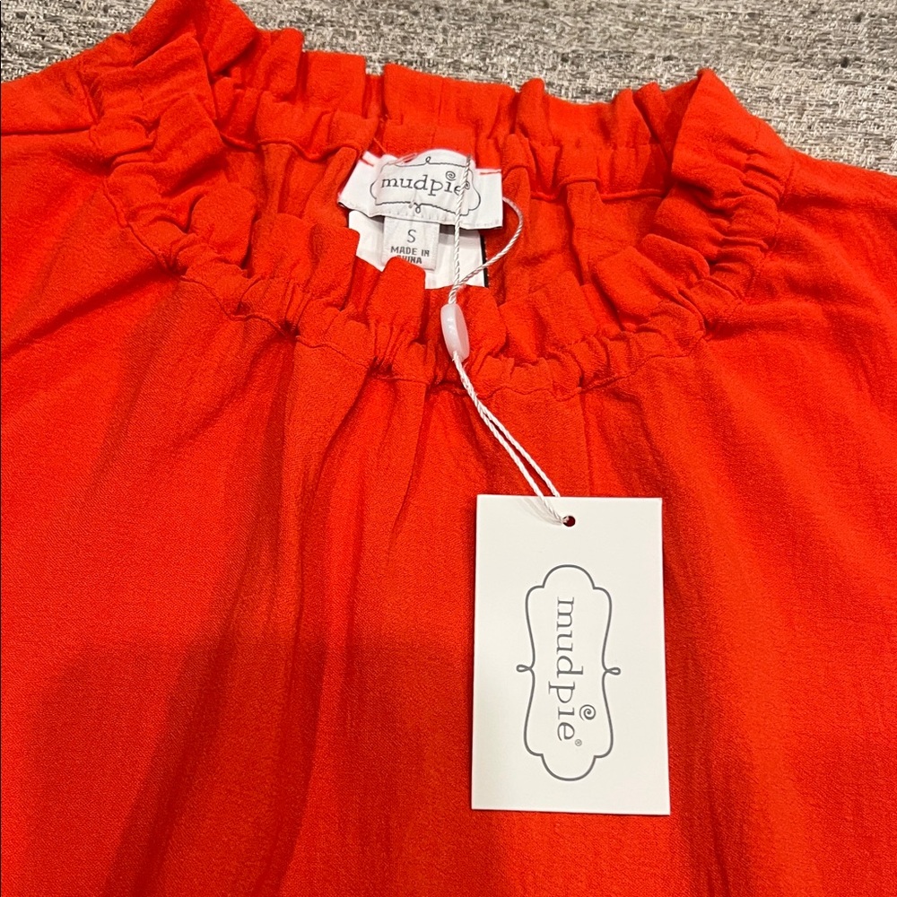 Mudpie Bright Orange Ruffle Top - Picture 3 of 5